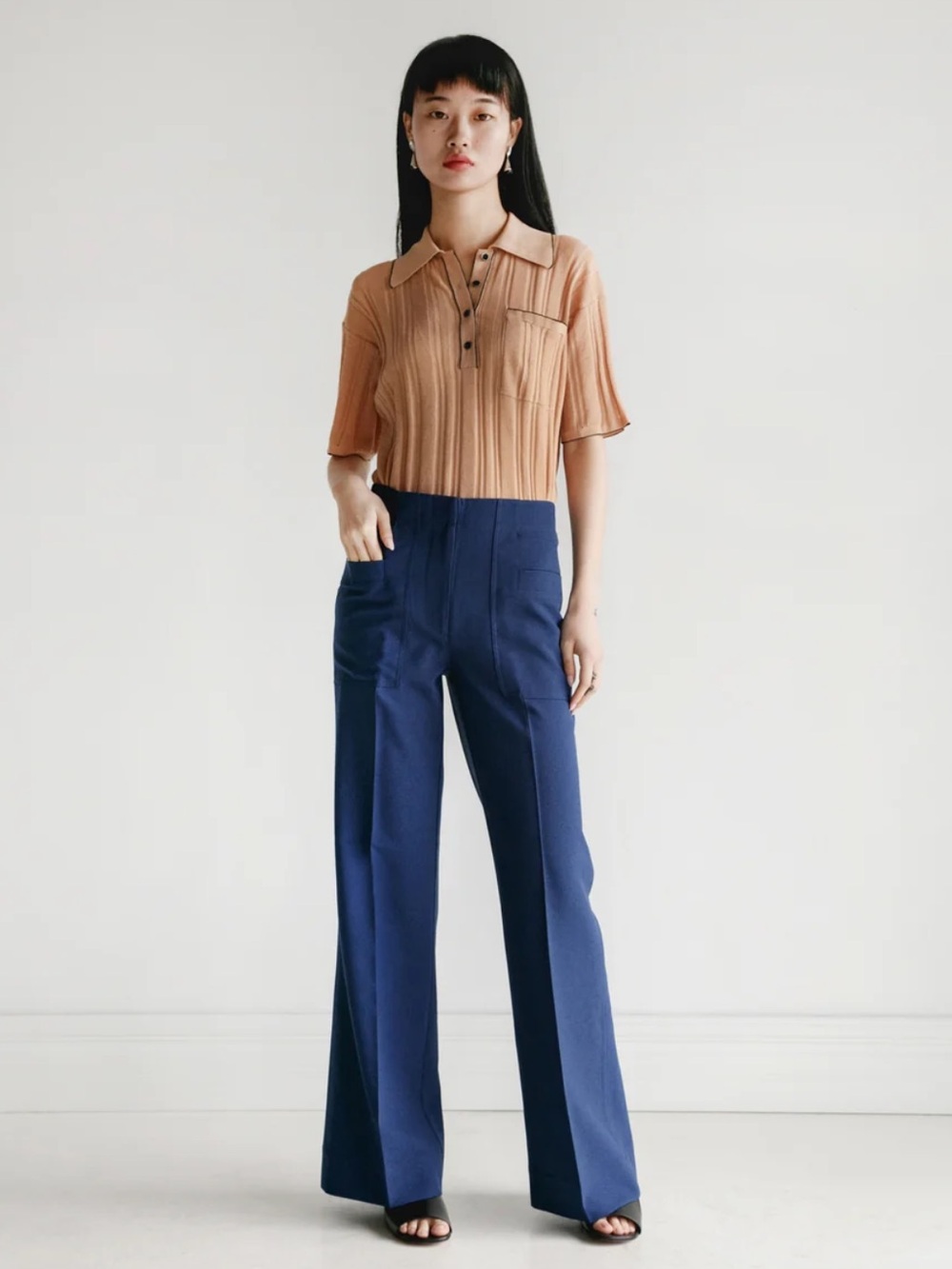 Acne Studios Blue High-Waisted Wide Leg Trouser - Size 38